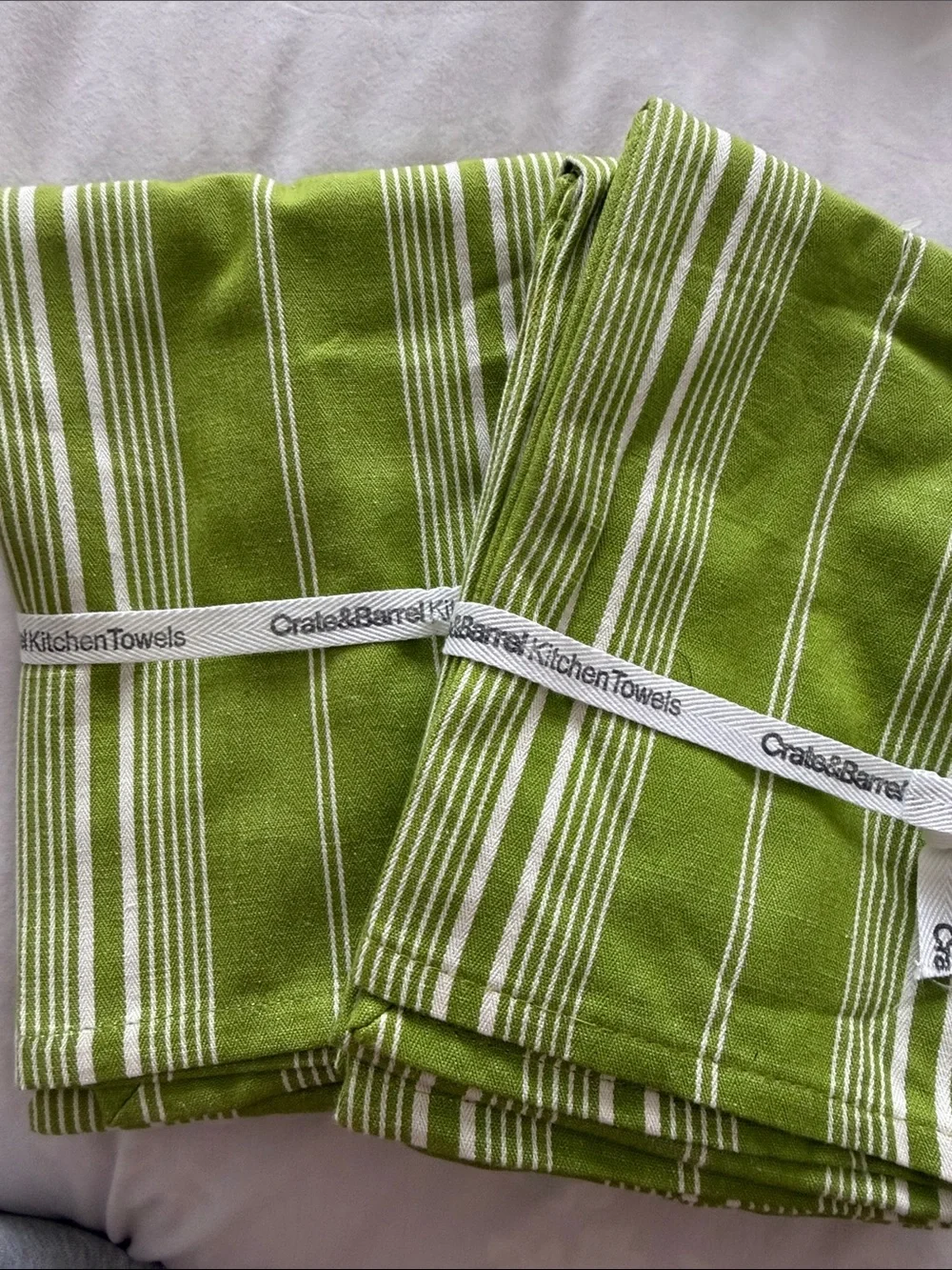 Crate&Barrel Green and White Striped Kids Bottoms